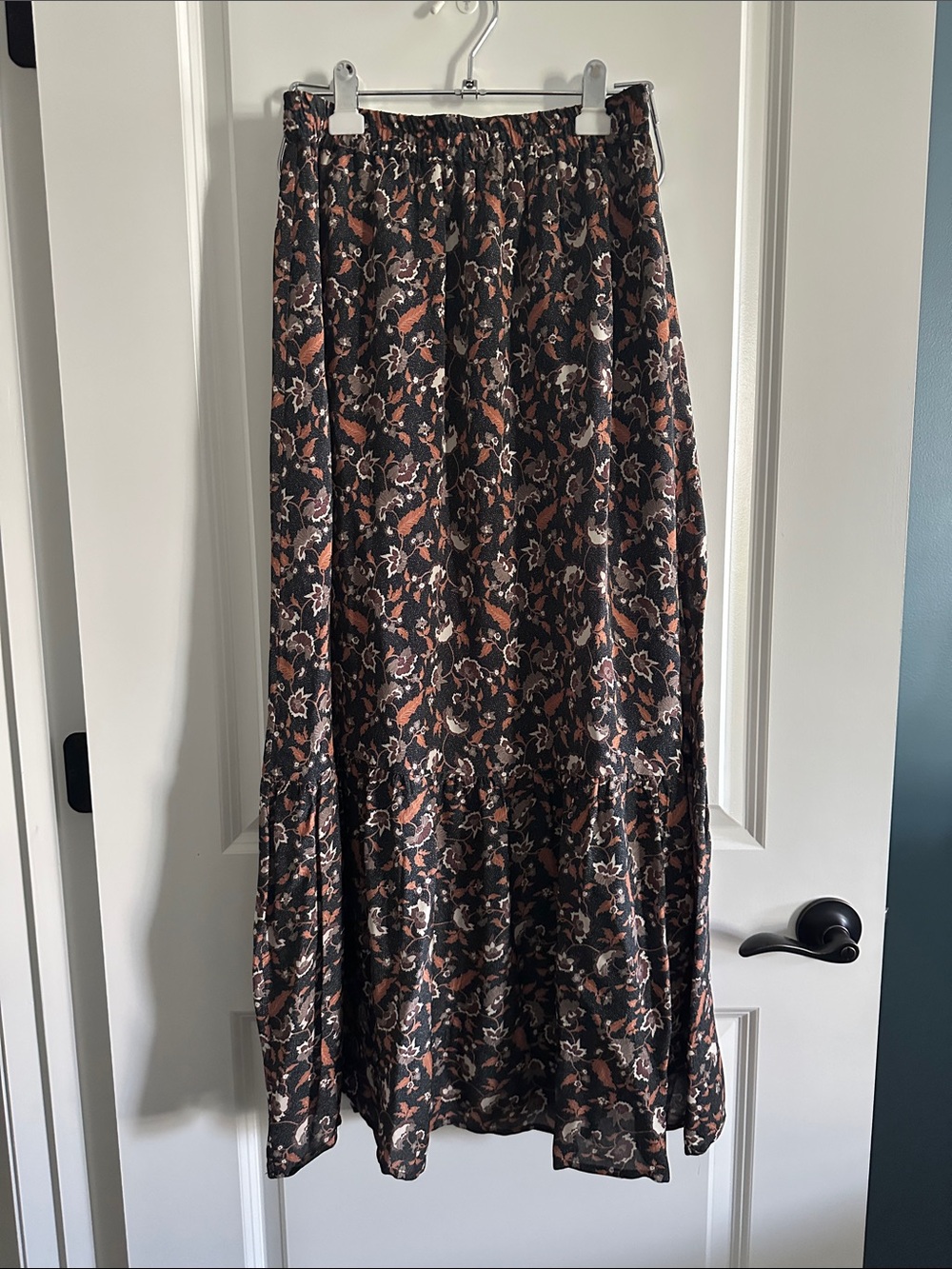 Able Floral Maxi Skirt in Black and Brown Floral